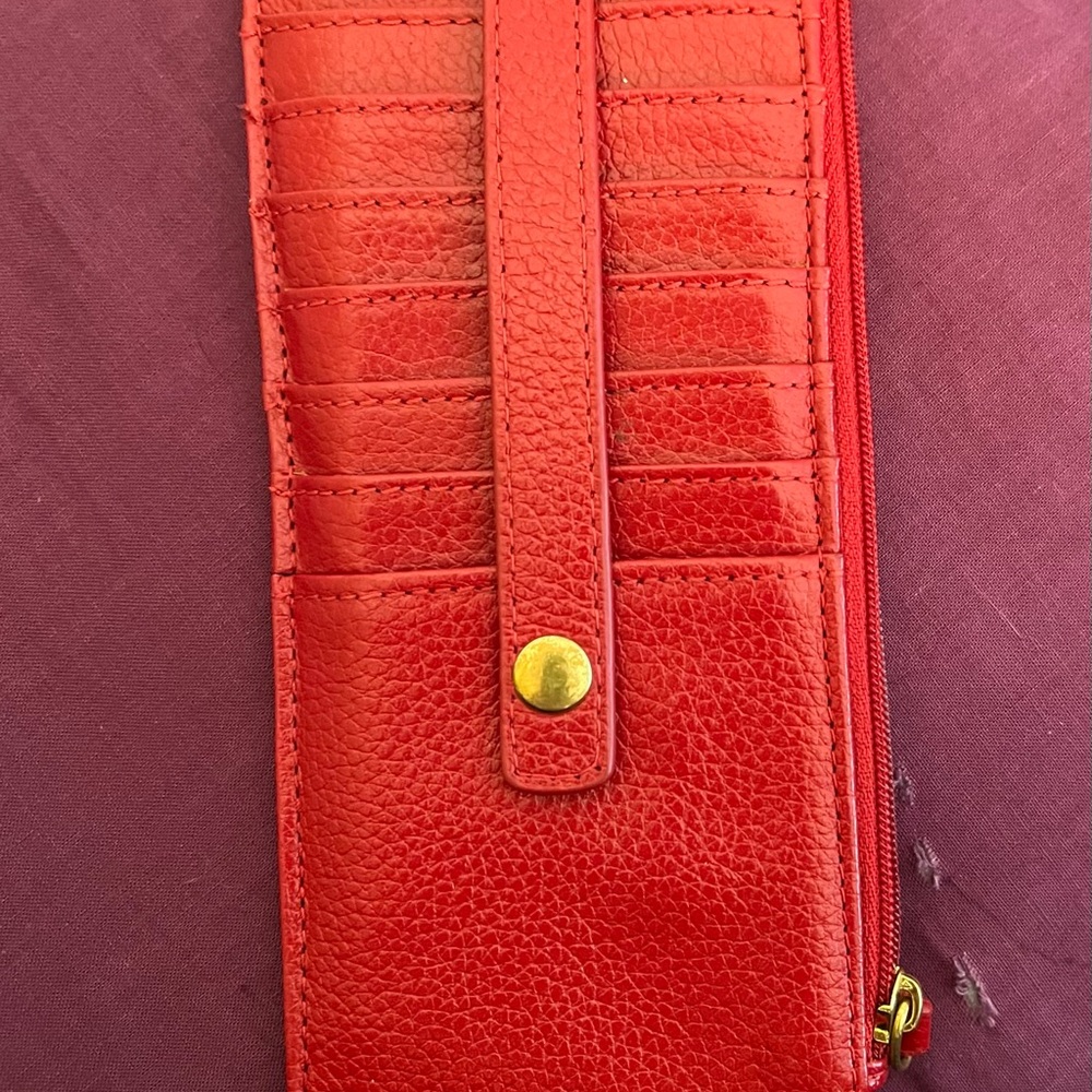 LODIS RED LEATHER CARD HOLDER! GORGEOUS! - Picture 4 of 11